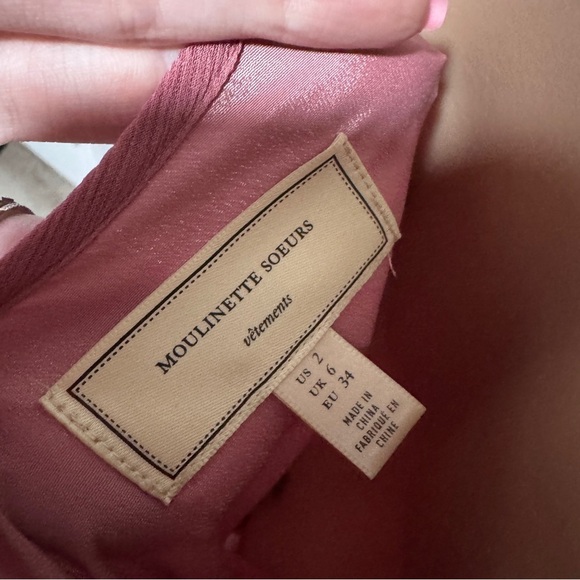 Moulinette Soeurs Anthropologie Ragan Ruffled Dusty Pink Mauve Feminine Dress - Picture 9 of 10